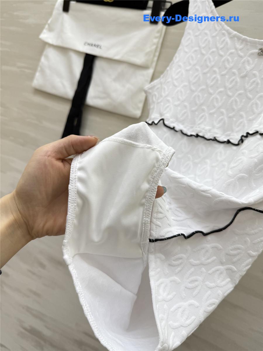 Ch**el white cc logo vest swimsuit