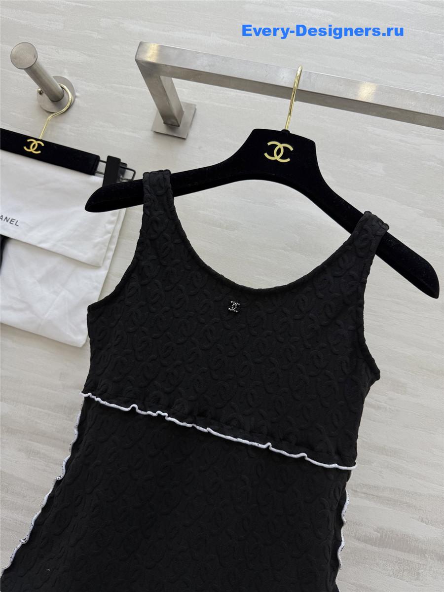 Ch**el black cc logo vest swimsuit