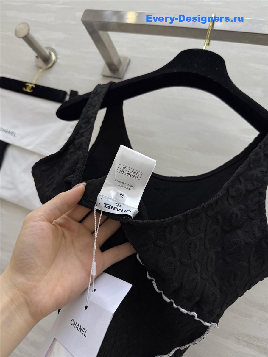 Ch**el black cc logo vest swimsuit