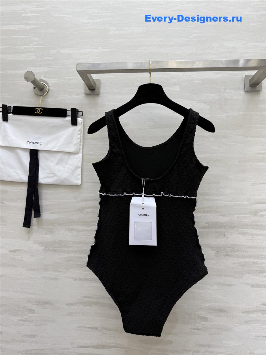 Ch**el black cc logo vest swimsuit