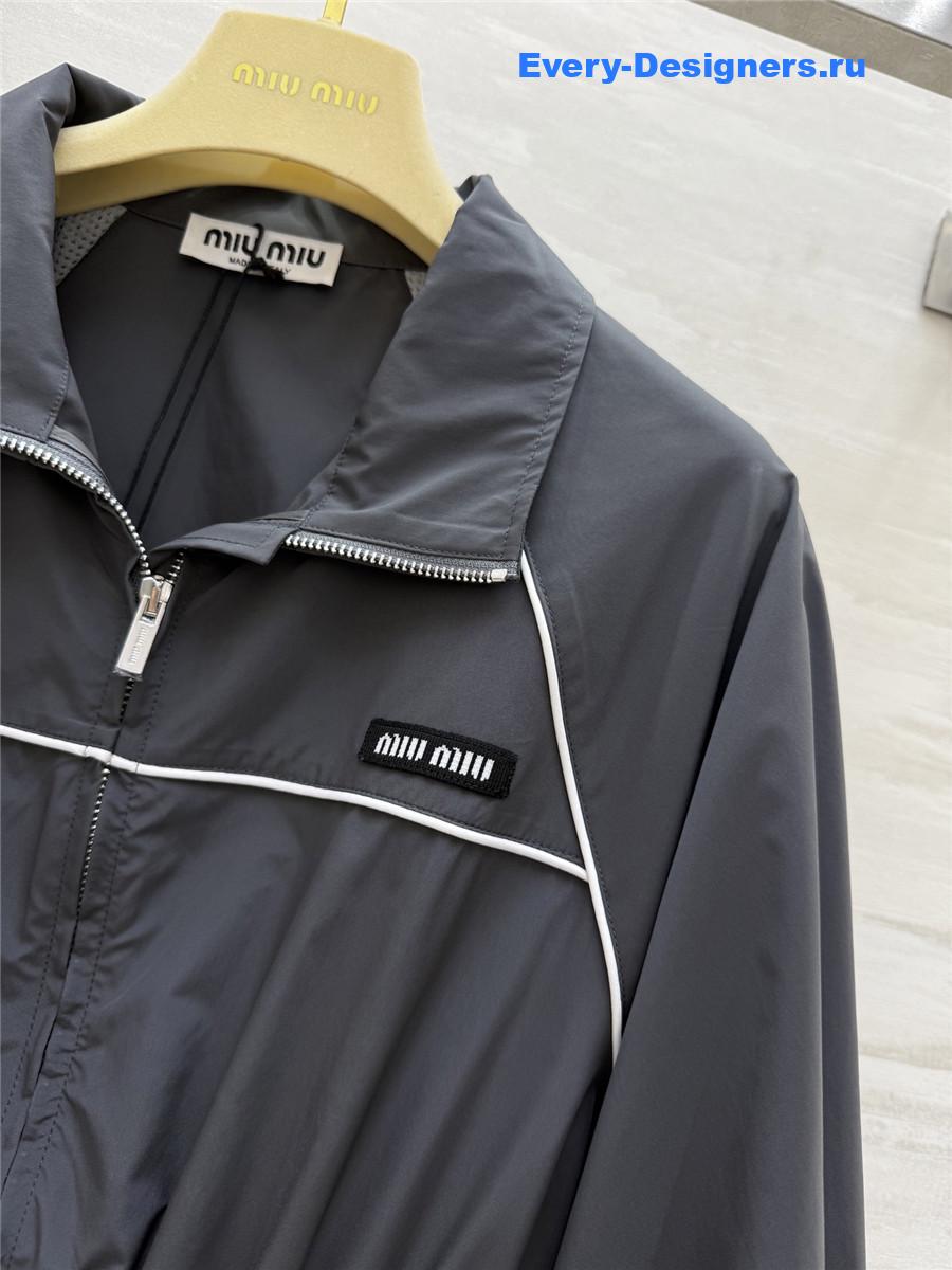 Miu Miu Aluminum Technical Silk Mini-Dress