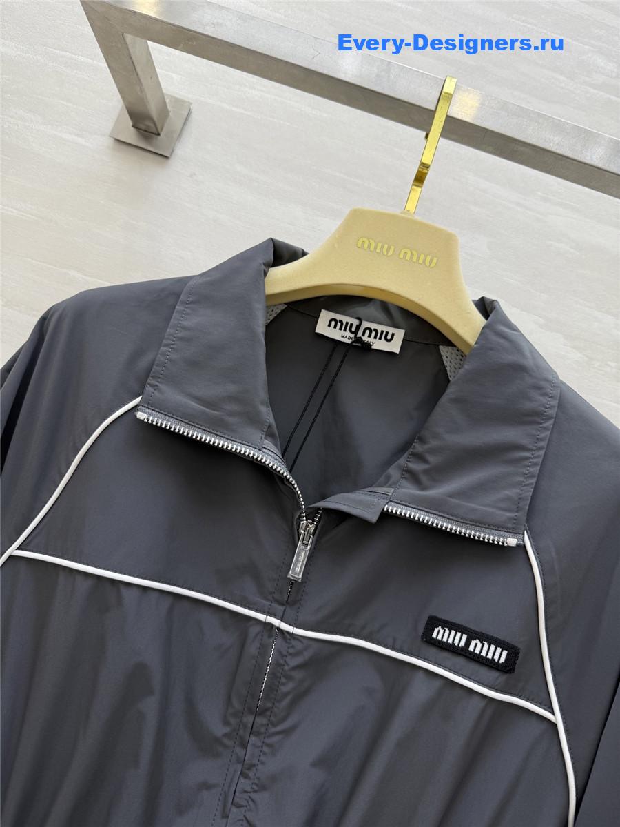 Miu Miu Aluminum Technical Silk Mini-Dress