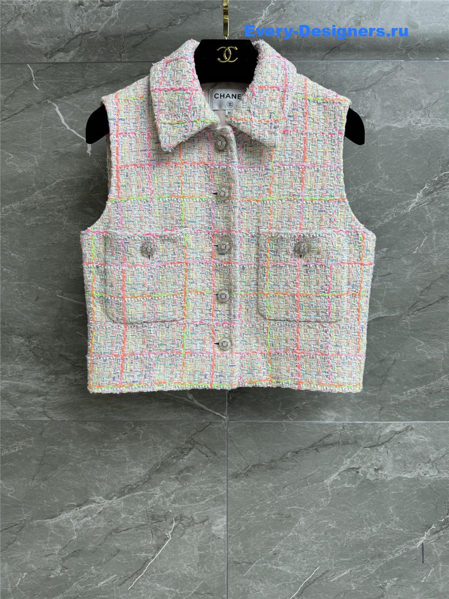 Ch**el multicolour tweed short vest