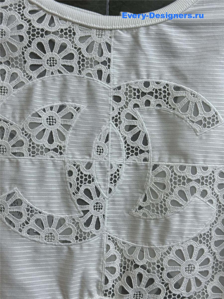 Ch**el white hollow backless shirt