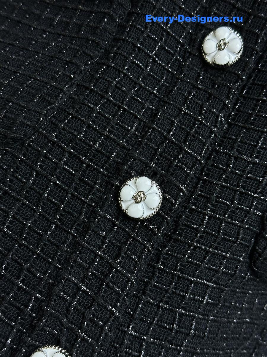 Ch**el black check tweed jacket