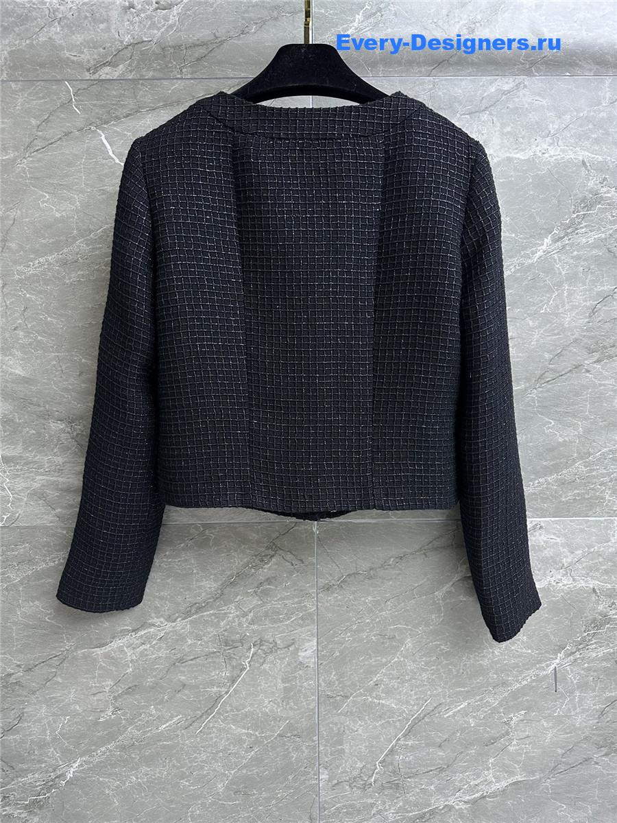 Ch**el black check tweed jacket