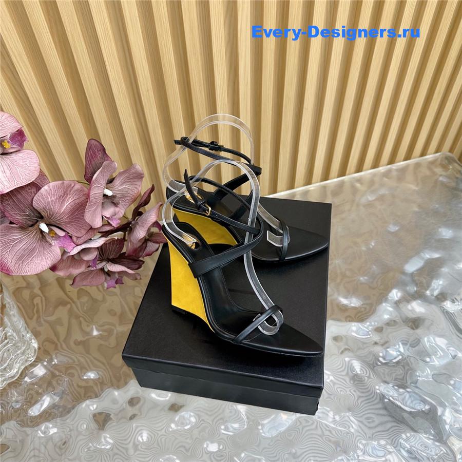 Sa1nt Lau*nt black wedge sandals