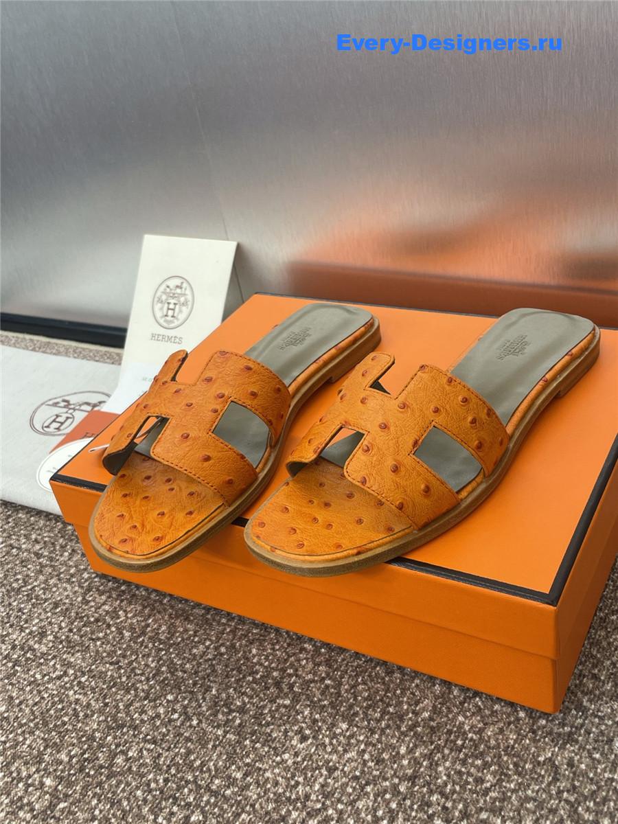 H**me5 ostrich leather oran sandal orange