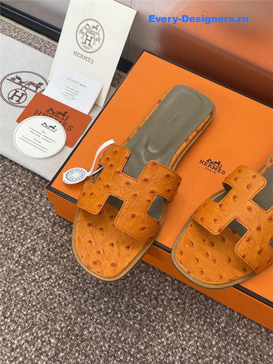 H**me5 ostrich leather oran sandal orange