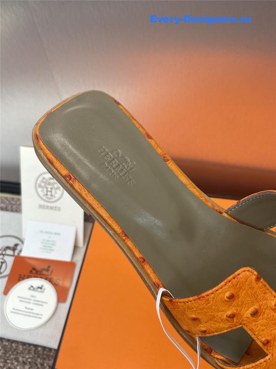 H**me5 ostrich leather oran sandal orange