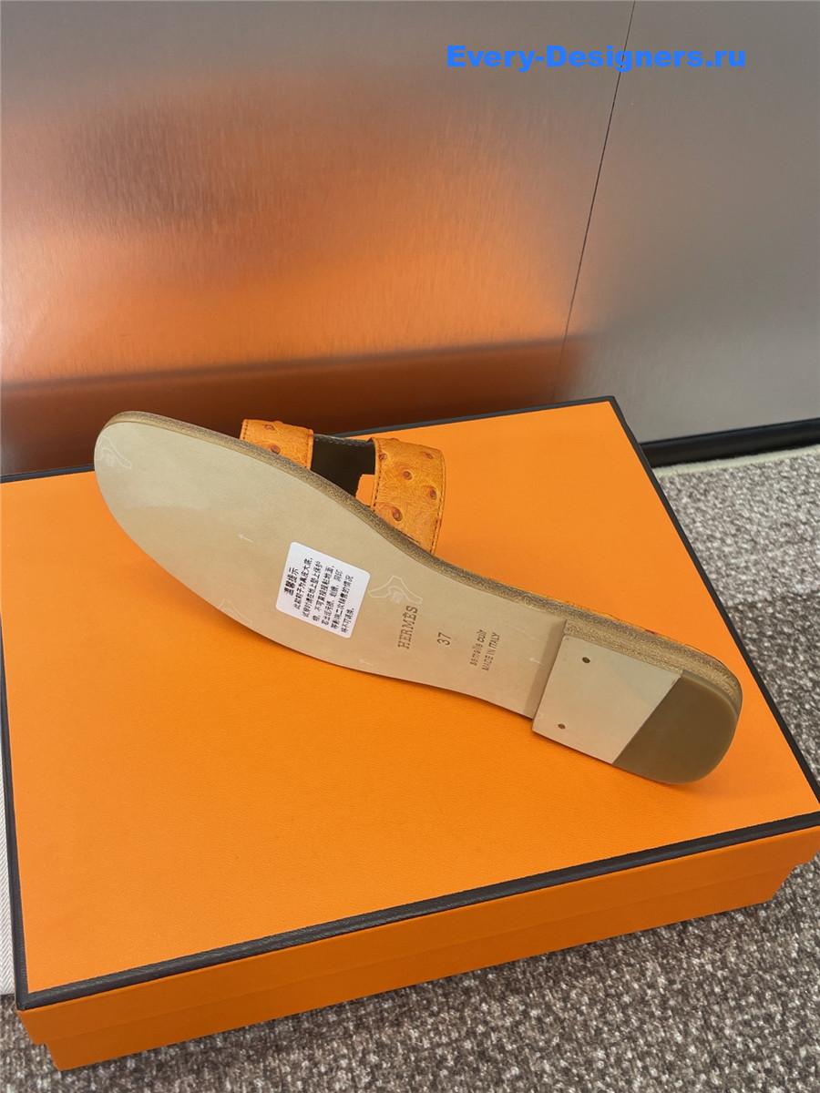 H**me5 ostrich leather oran sandal orange