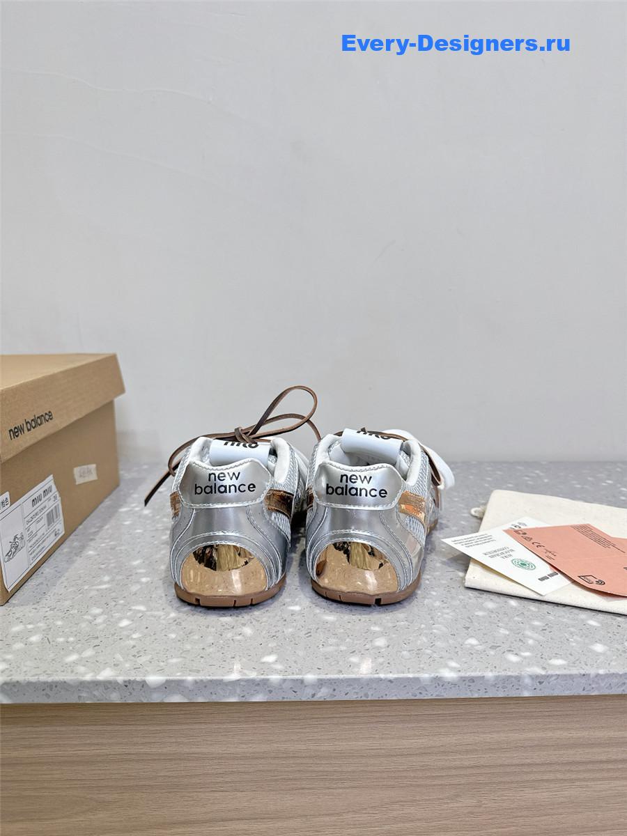 Miu Miu x New Balance 530 SL Silver Patent Leather Sneakers