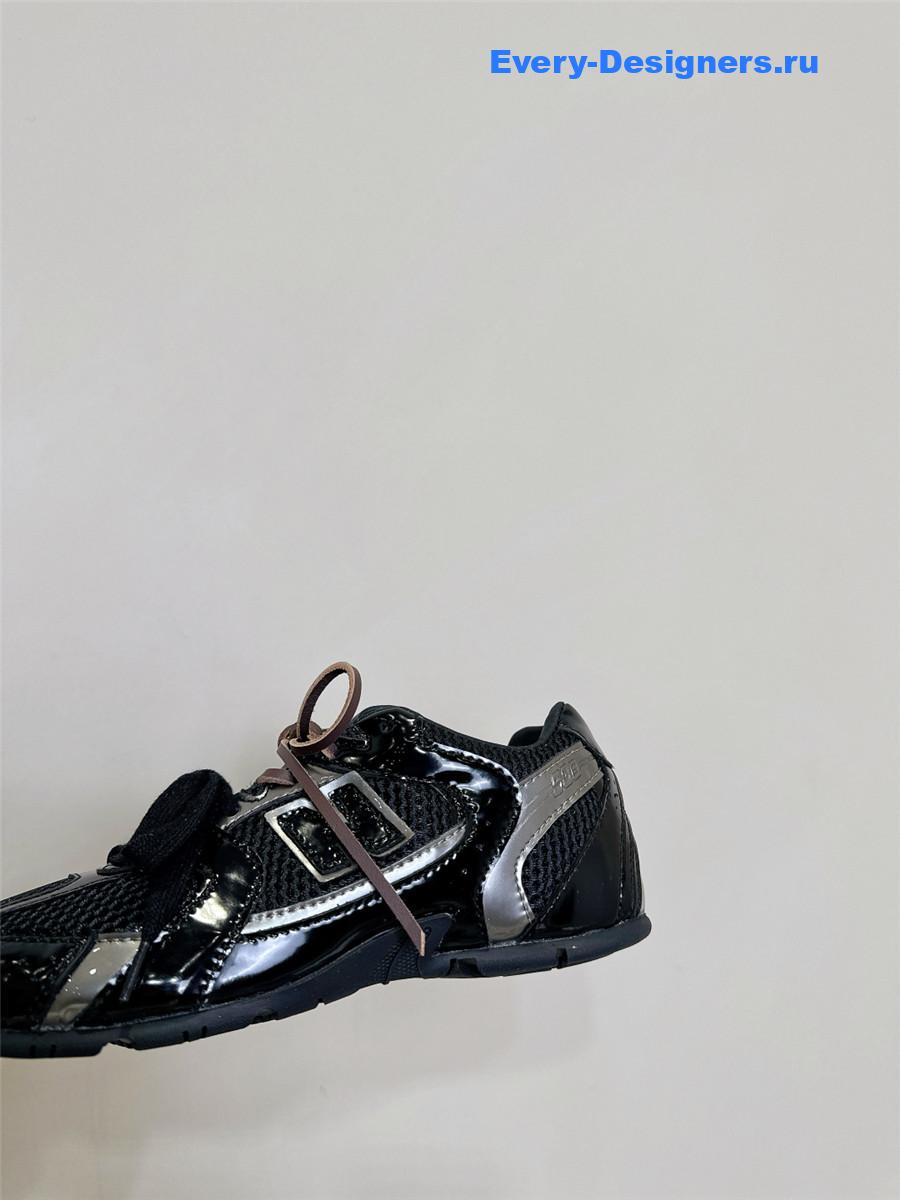 Miu Miu x New Balance 530 SL Black Patent Leather Sneakers