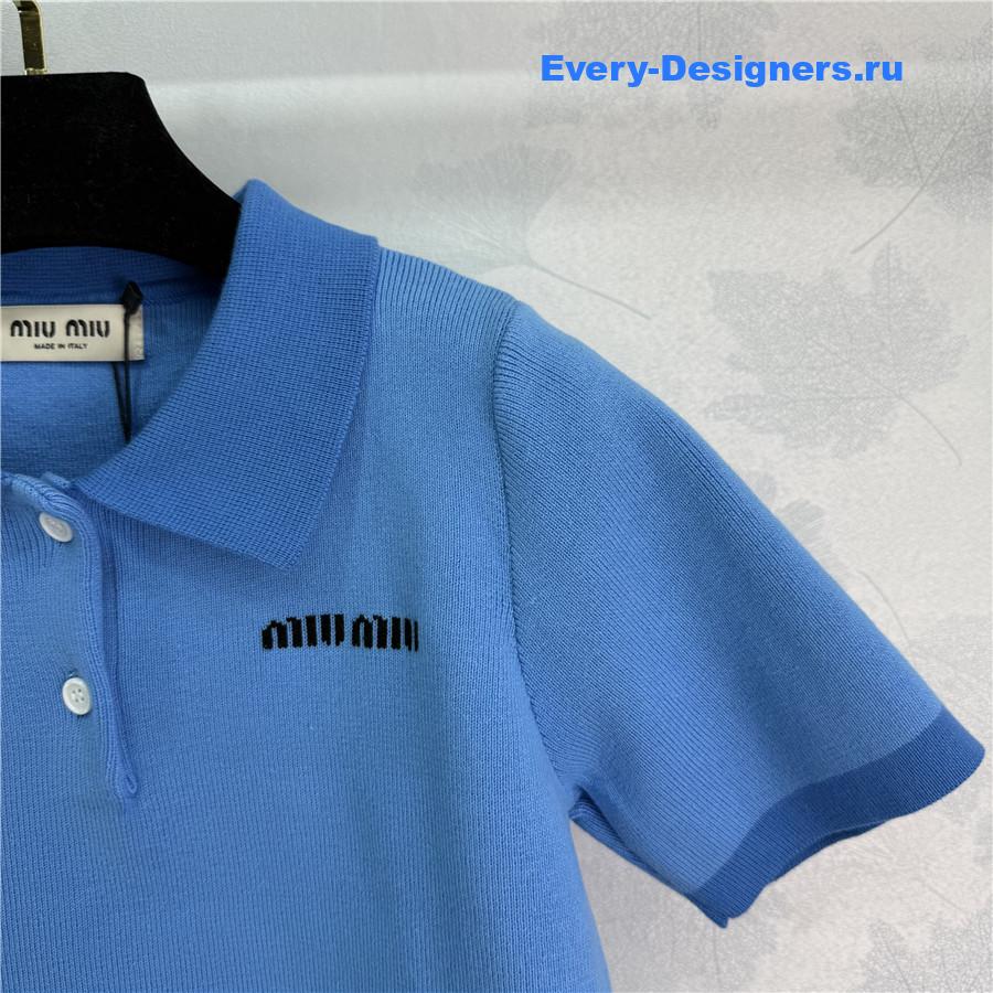 Miu Miu Blue Polo Cropped Top