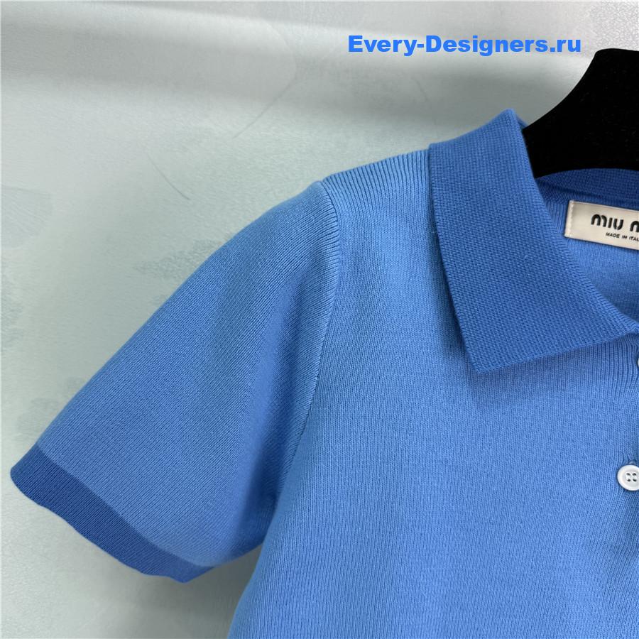 Miu Miu Blue Polo Cropped Top