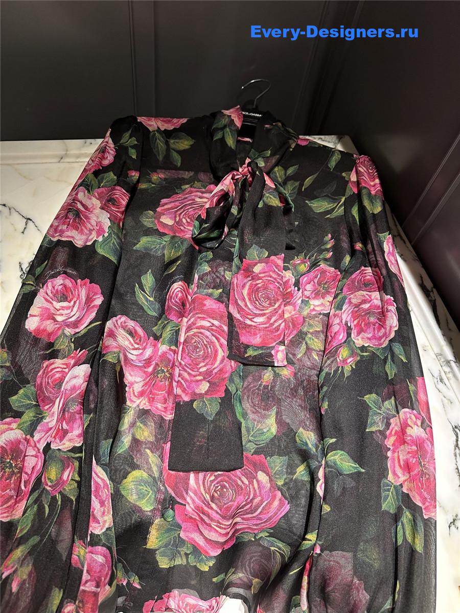 Dolce & Gabbana Rosa Antica Chiffon Wrap Gown