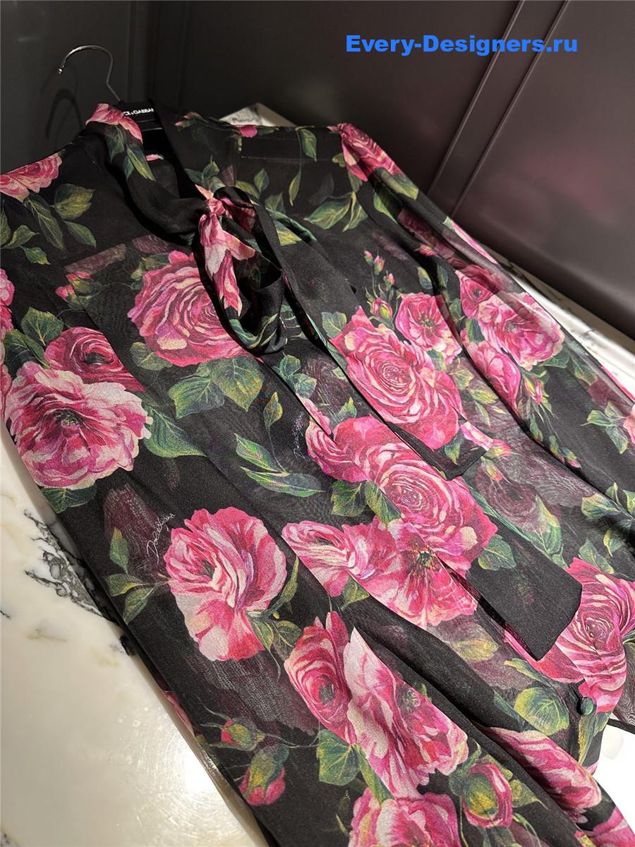 Dolce & Gabbana Rosa Antica Chiffon Wrap Gown