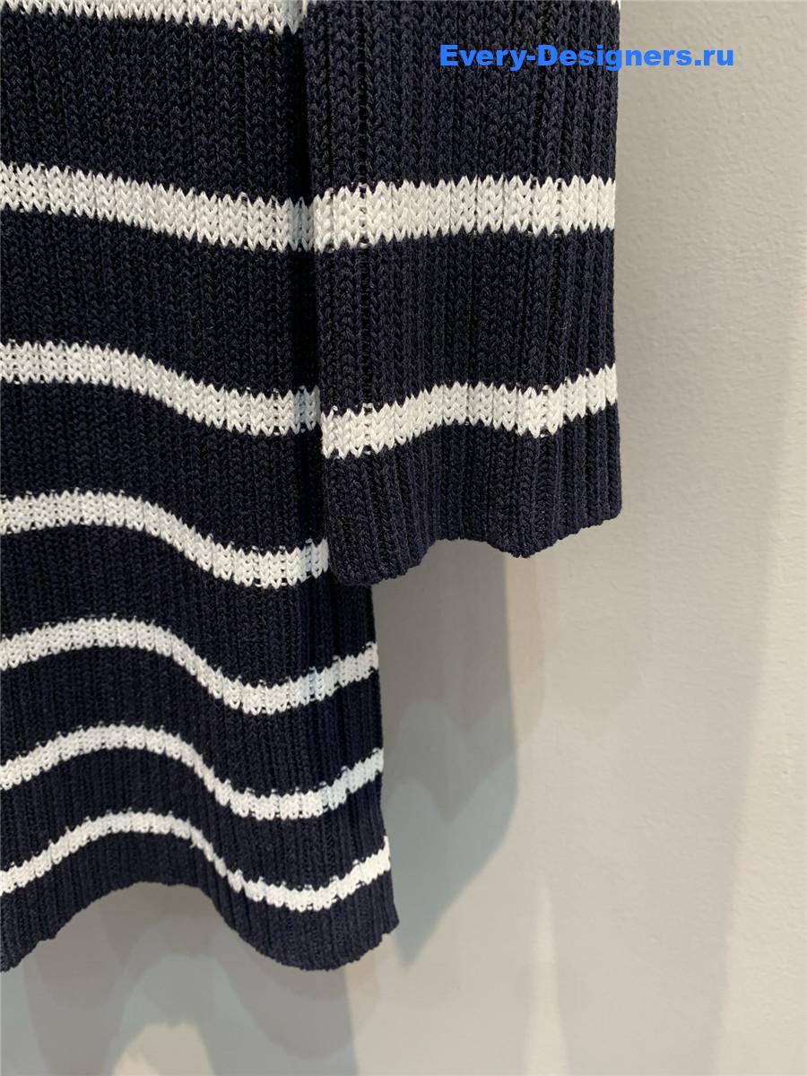 D10r striped lace-up knit dress