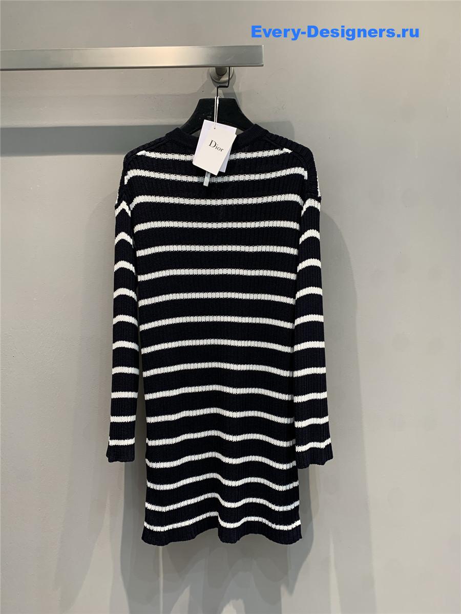 D10r striped lace-up knit dress