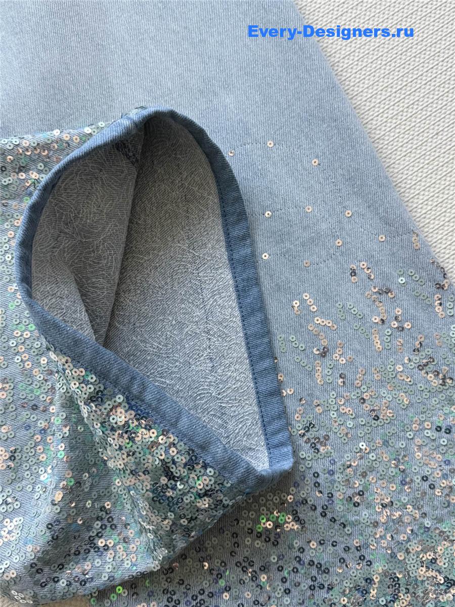 Ch**el rhinestone straight-leg jeans