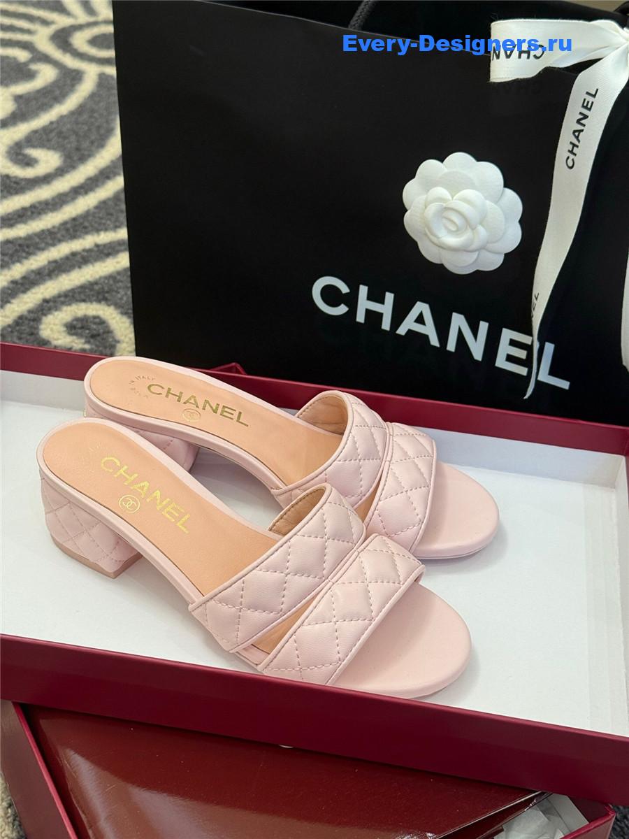 Ch**el quilted cc pink platform sandals