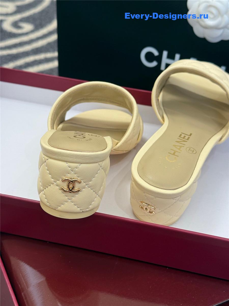 Ch**el quilted cc yellow platform sandals