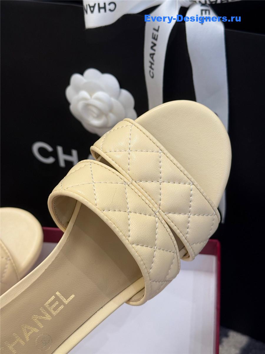 Ch**el quilted cc yellow platform sandals