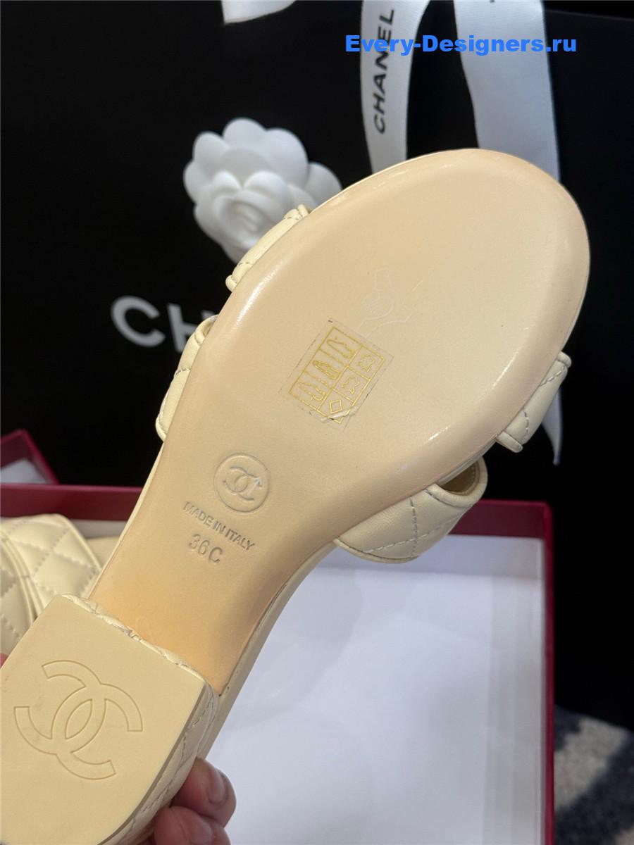 Ch**el quilted cc yellow platform sandals