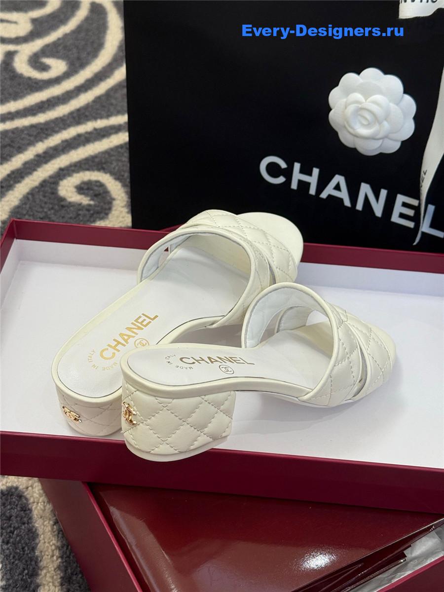 Ch**el quilted cc white platform sandals