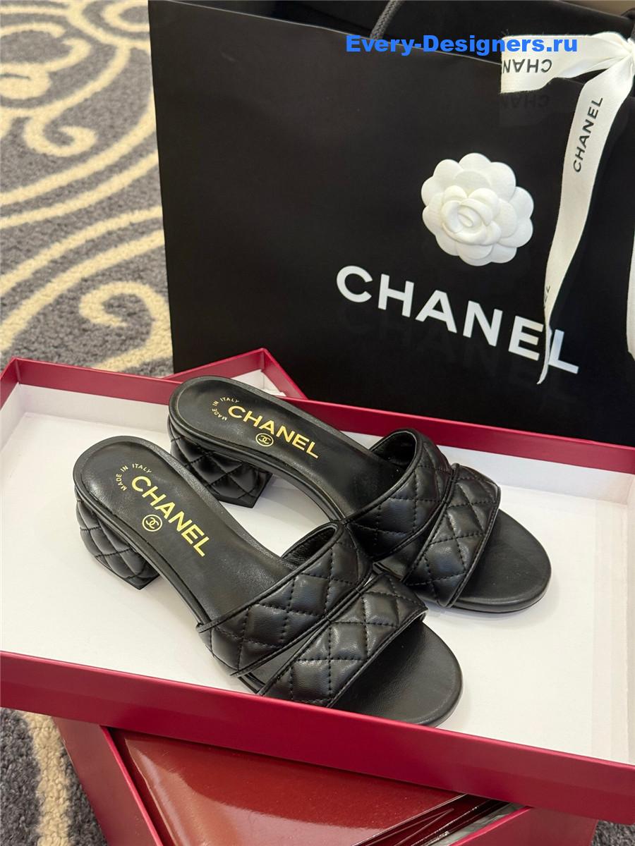 Ch**el quilted cc black platform sandals