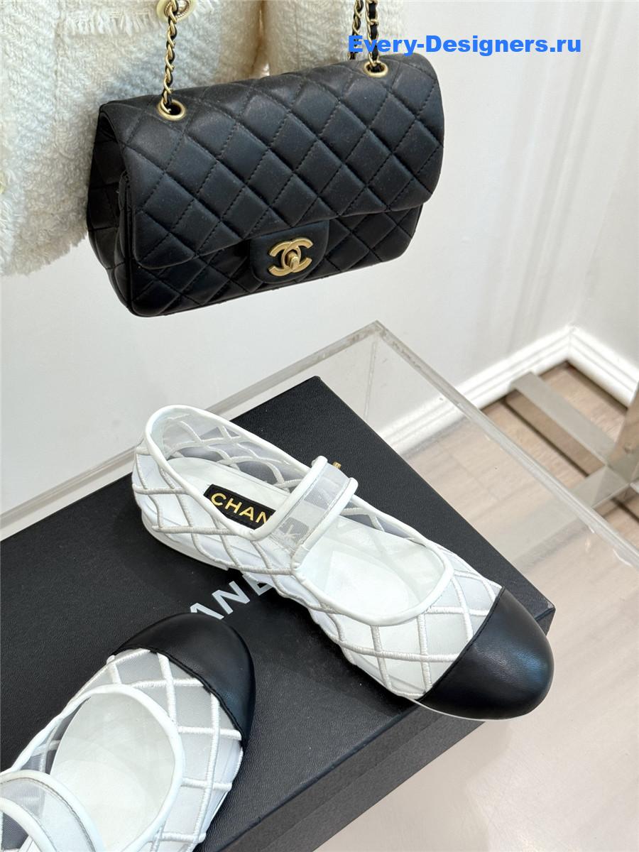 Ch**el white mesh mary jane flats