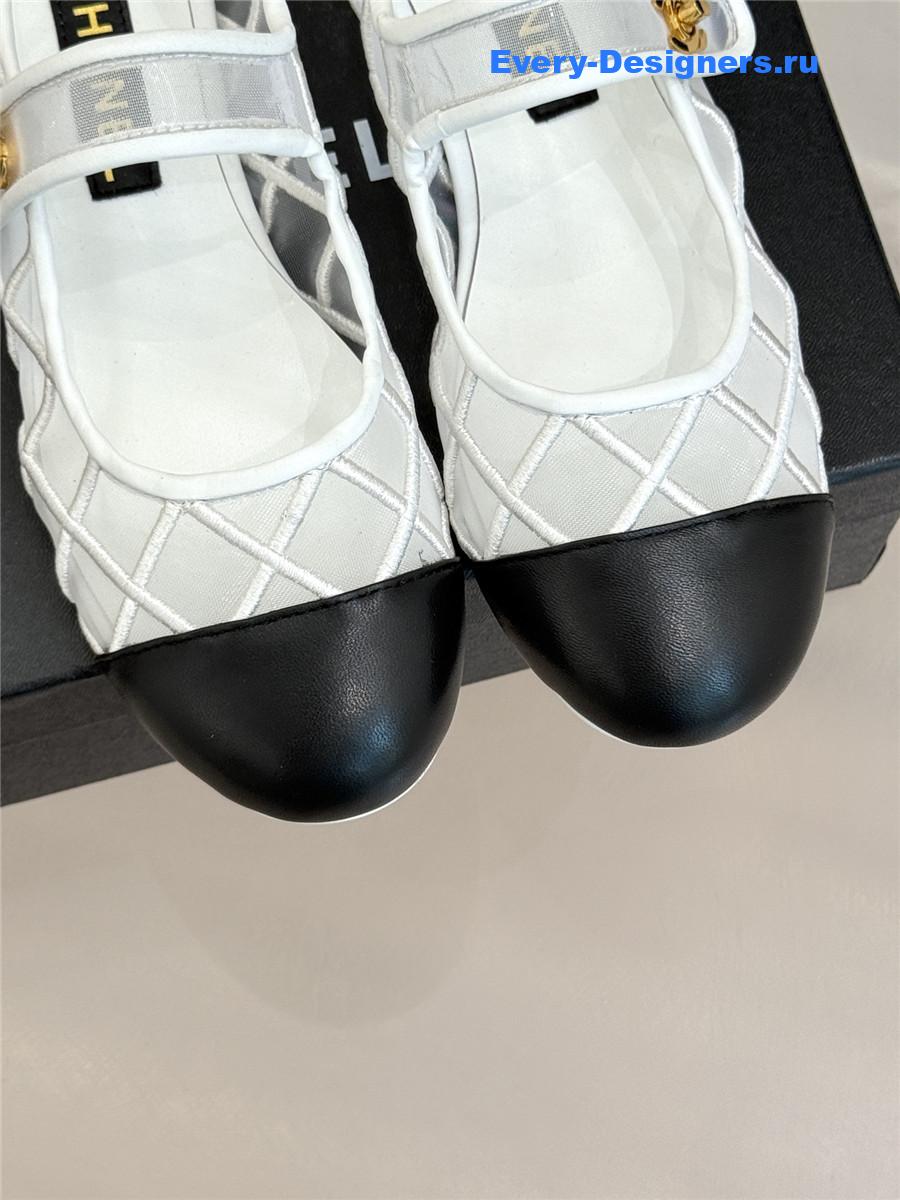 Ch**el white mesh mary jane flats