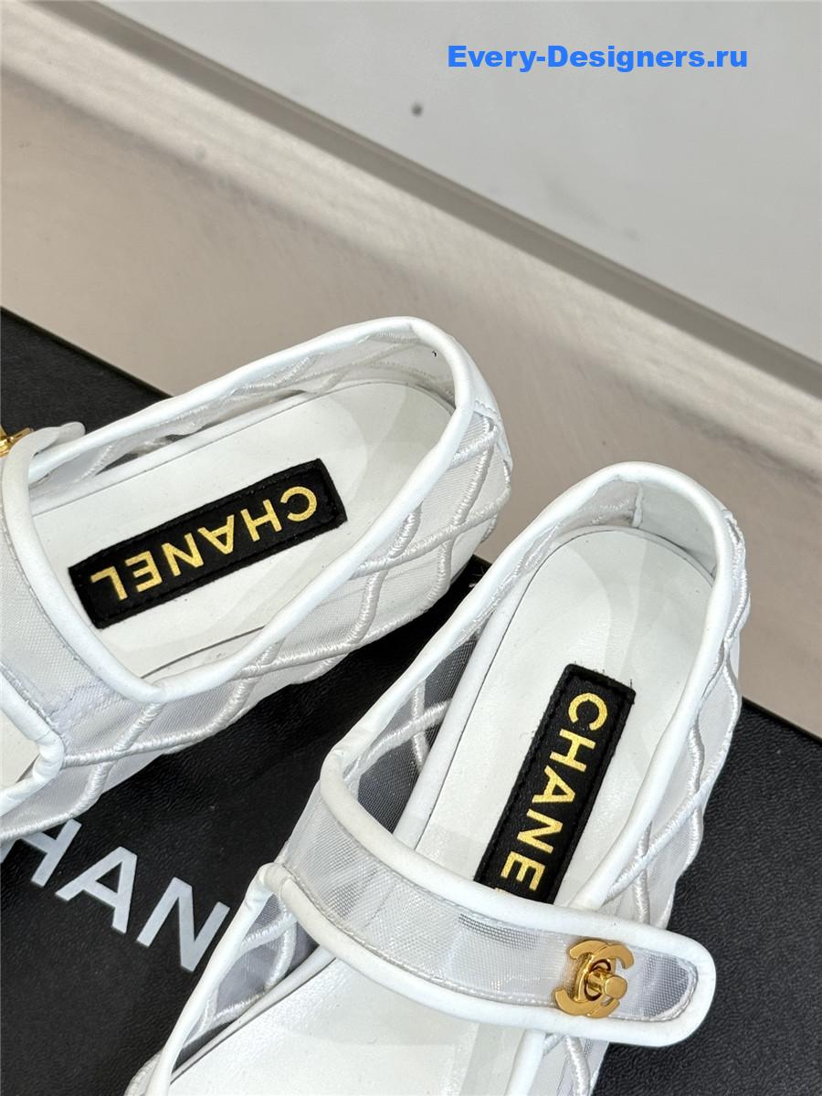 Ch**el white mesh mary jane flats