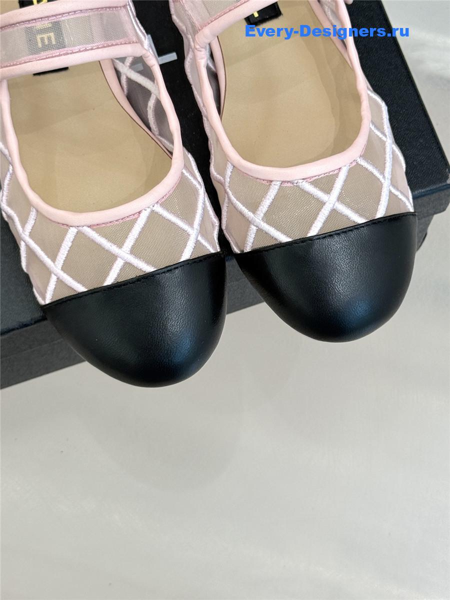 Ch**el pink mesh mary jane flats