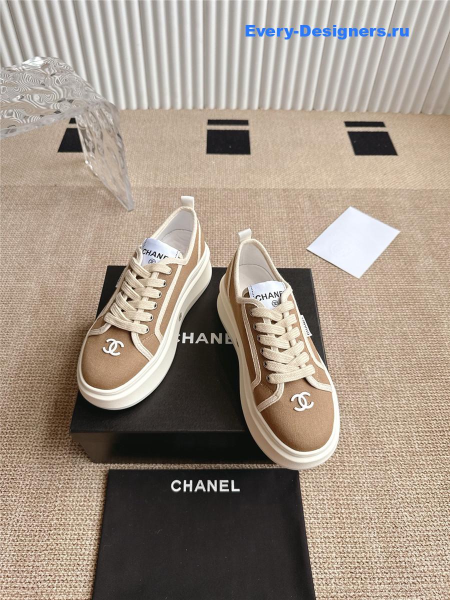 Ch**el cc logo beige platform sneakers