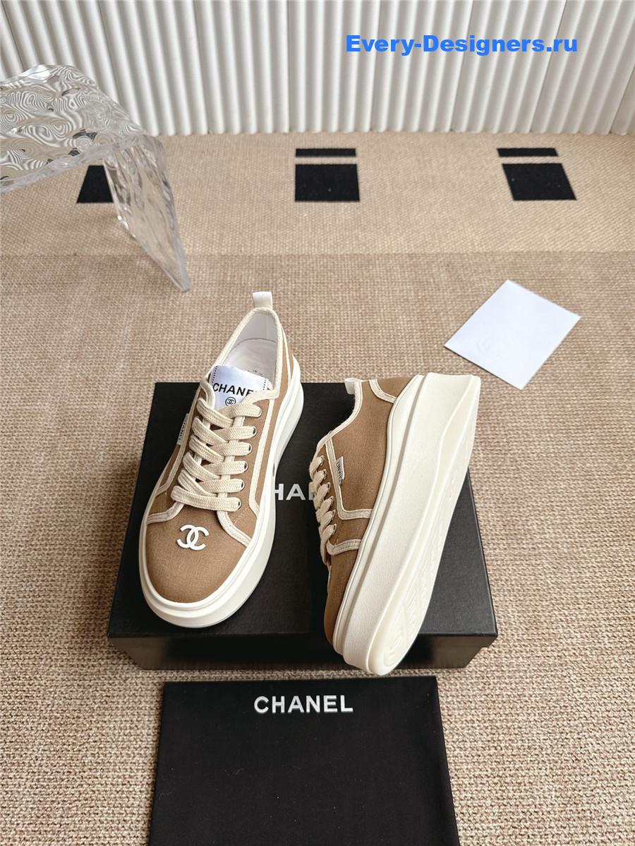 Ch**el cc logo beige platform sneakers