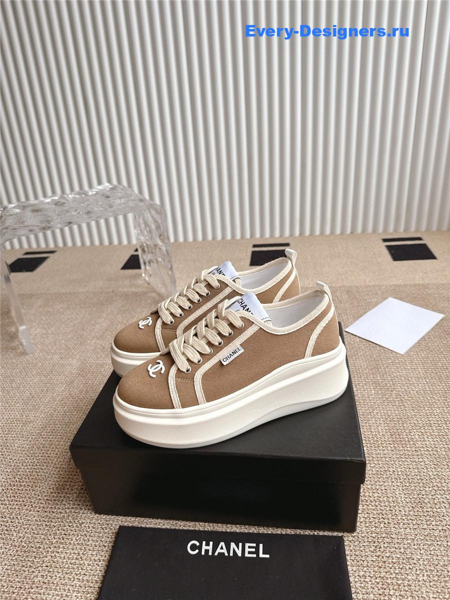 Ch**el cc logo beige platform sneakers