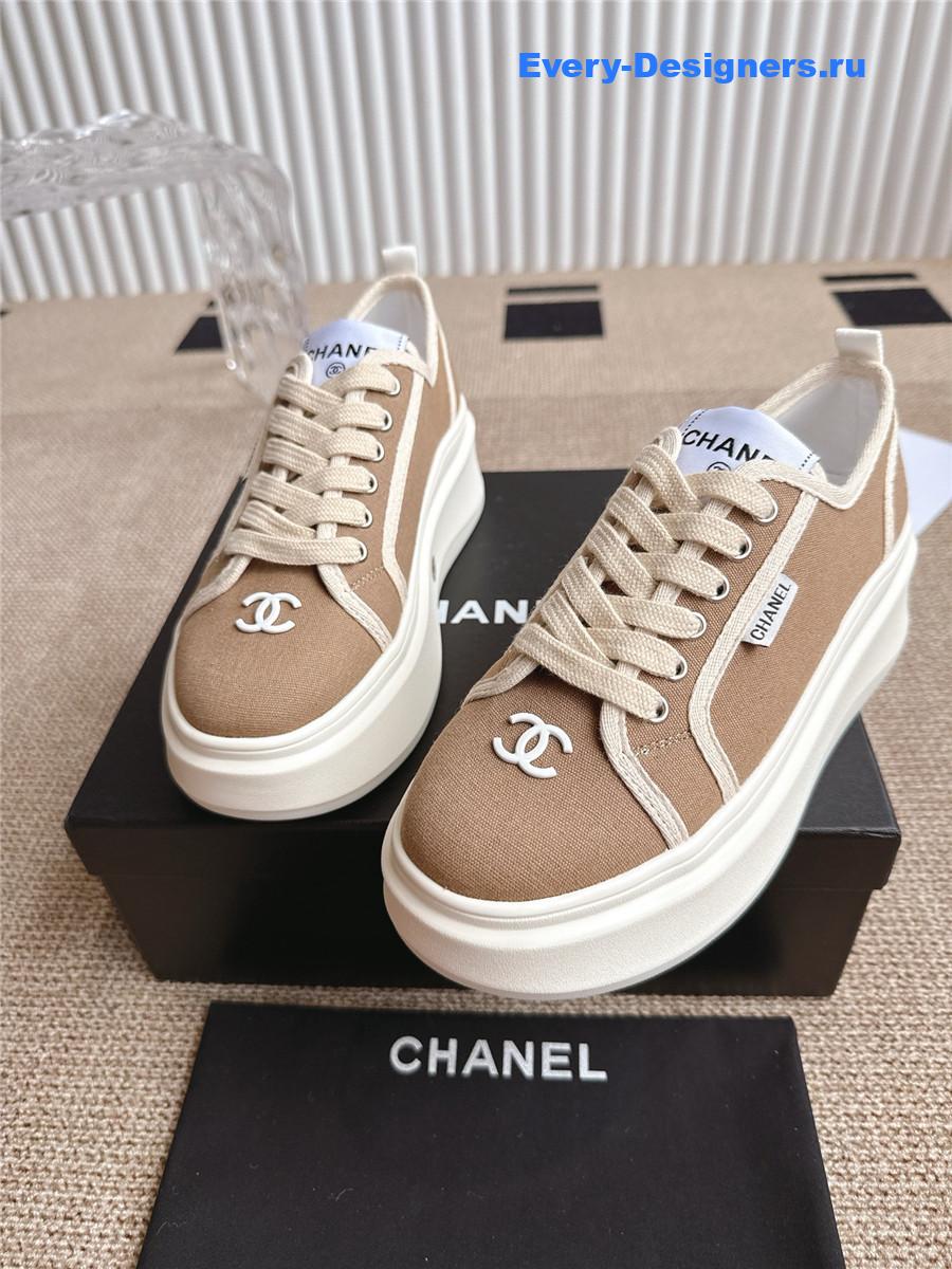 Ch**el cc logo beige platform sneakers