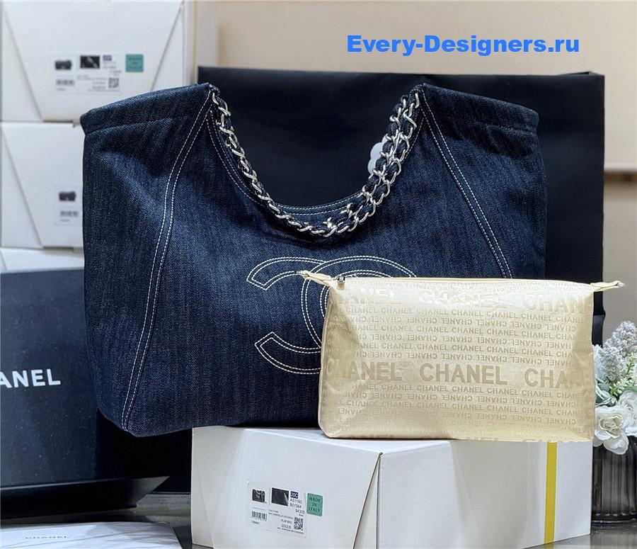 Ch**el dark blue denim xl giant coco cabas tote