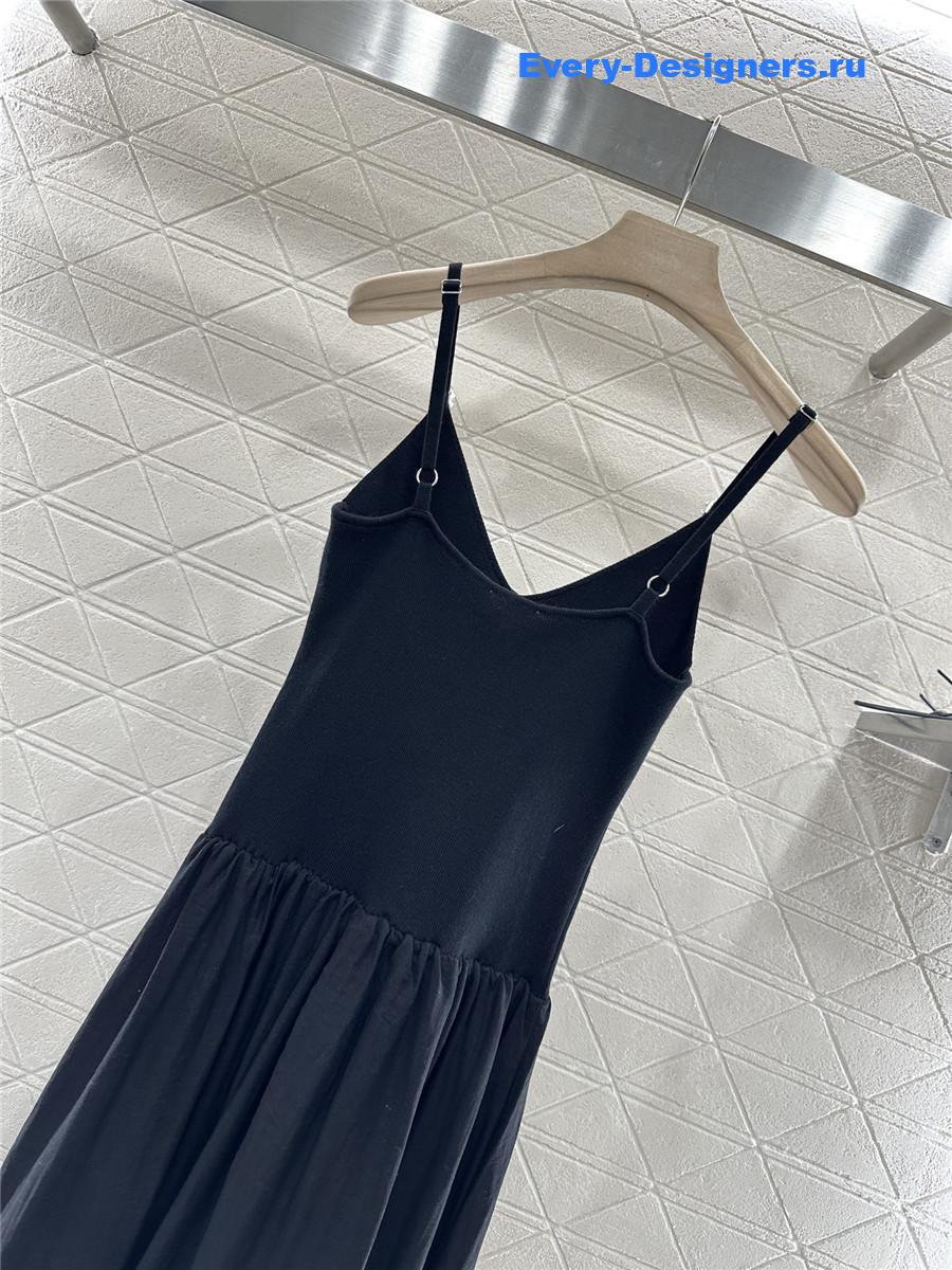 Ch**el black knit patchwork dress