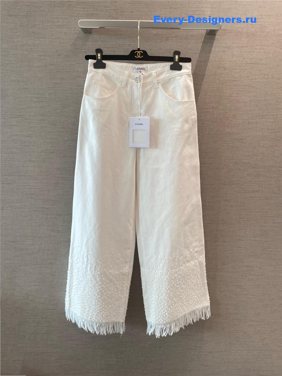 Ch**el white beaded jeans
