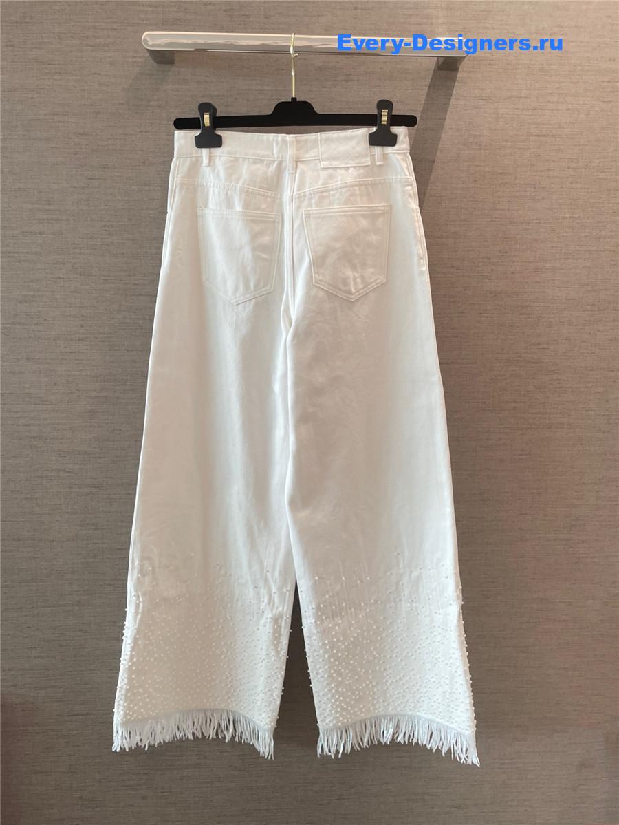 Ch**el white beaded jeans