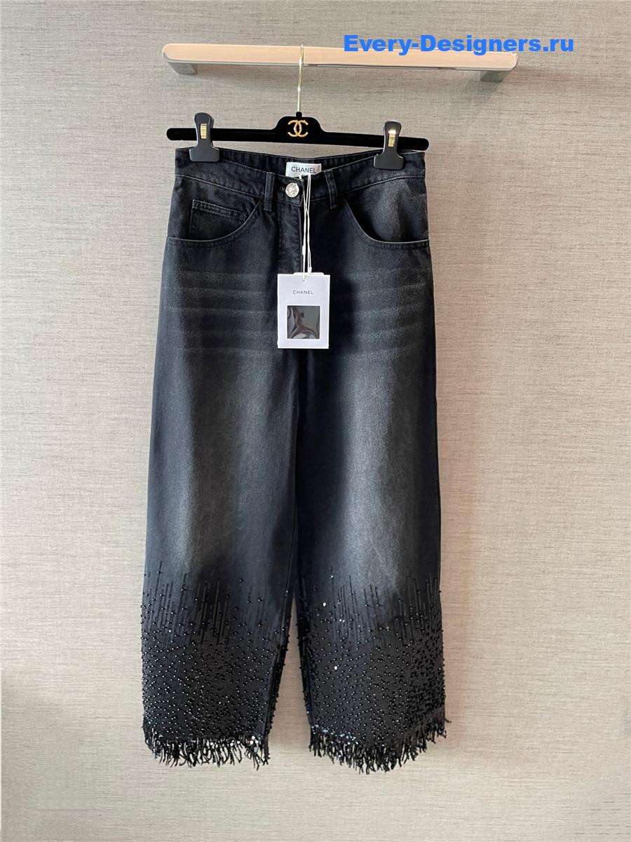 Ch**el black beaded jeans