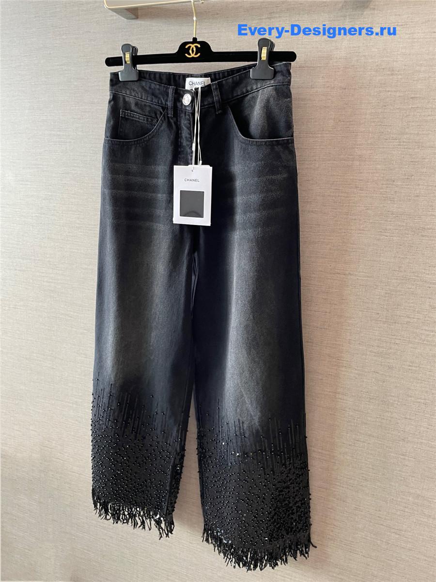 Ch**el black beaded jeans