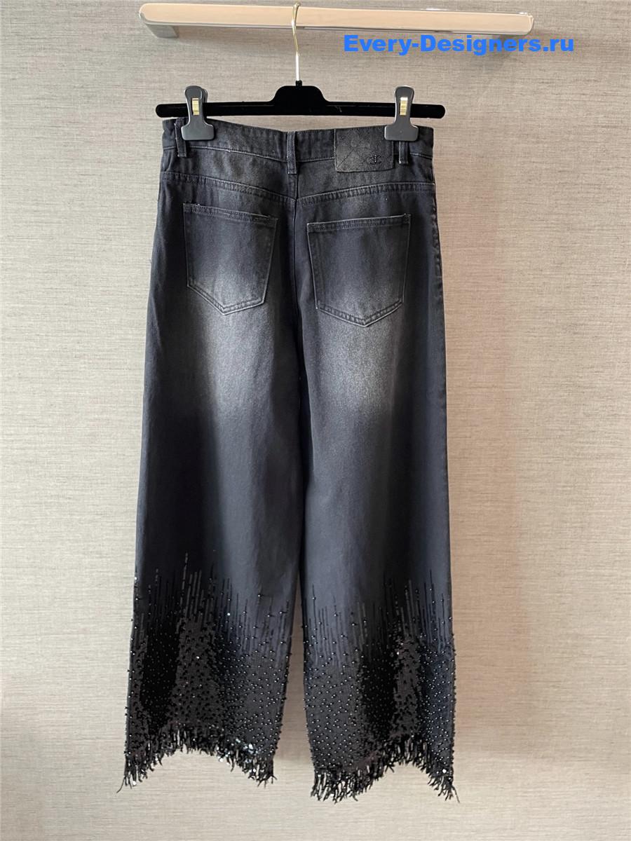 Ch**el black beaded jeans