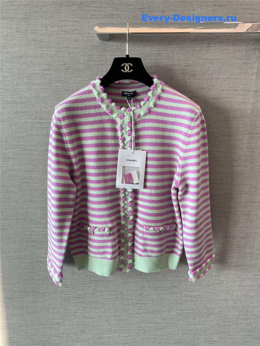 Ch**el pink striped cardigan