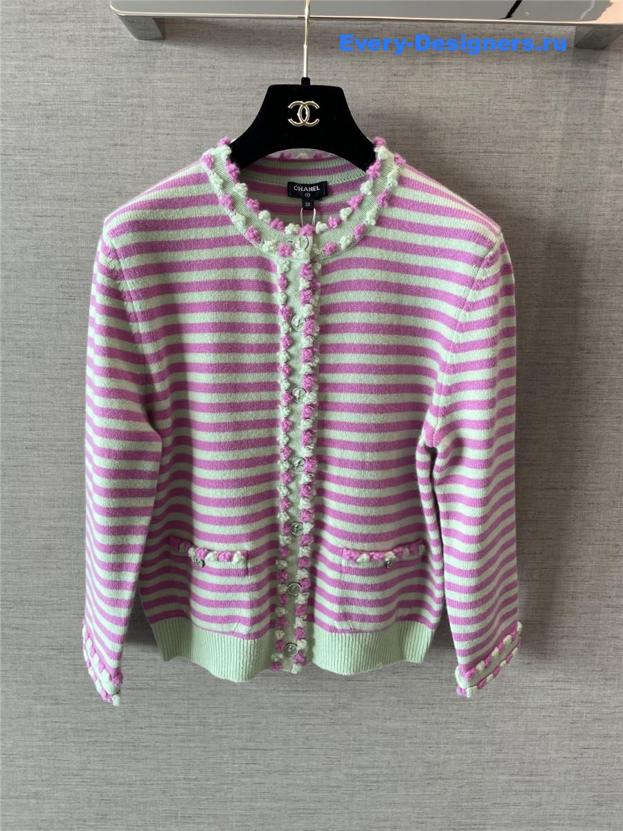 Ch**el pink striped cardigan