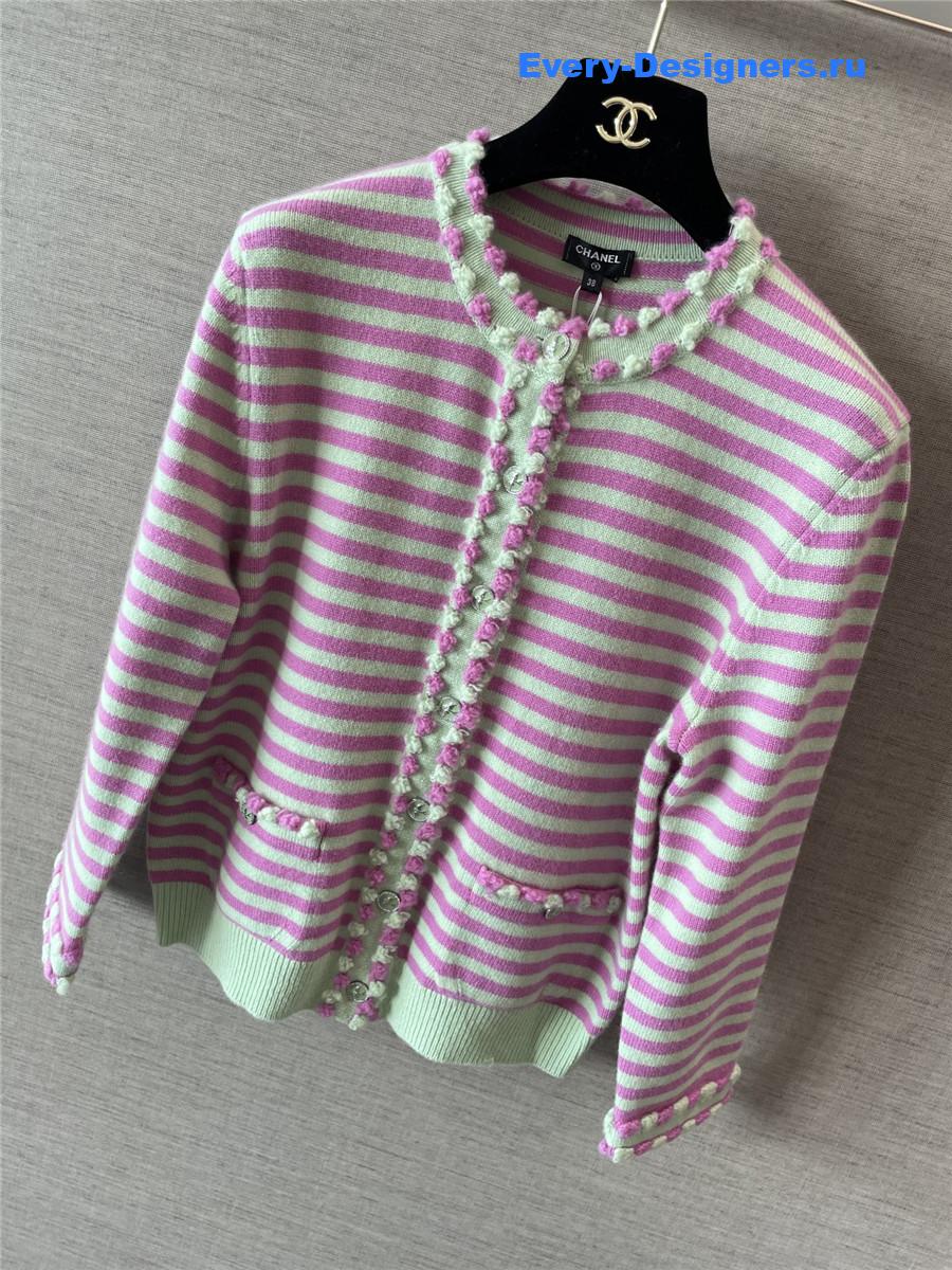 Ch**el pink striped cardigan