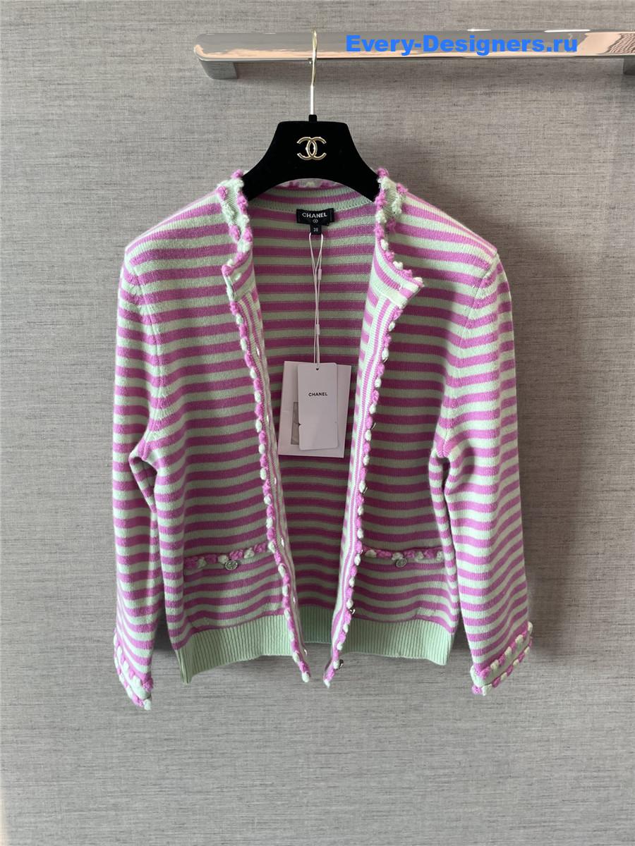 Ch**el pink striped cardigan