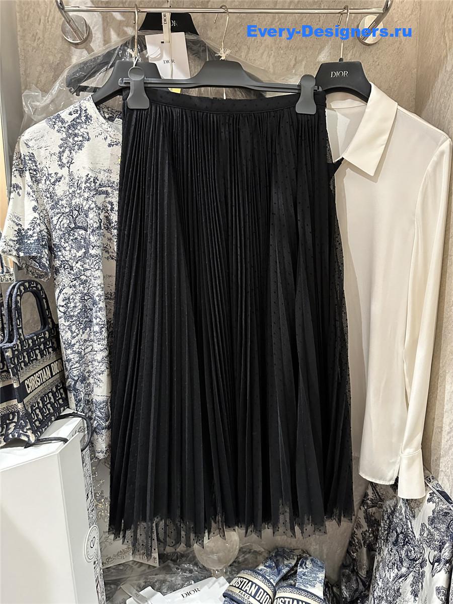 D10r polka dot pleated skirt black